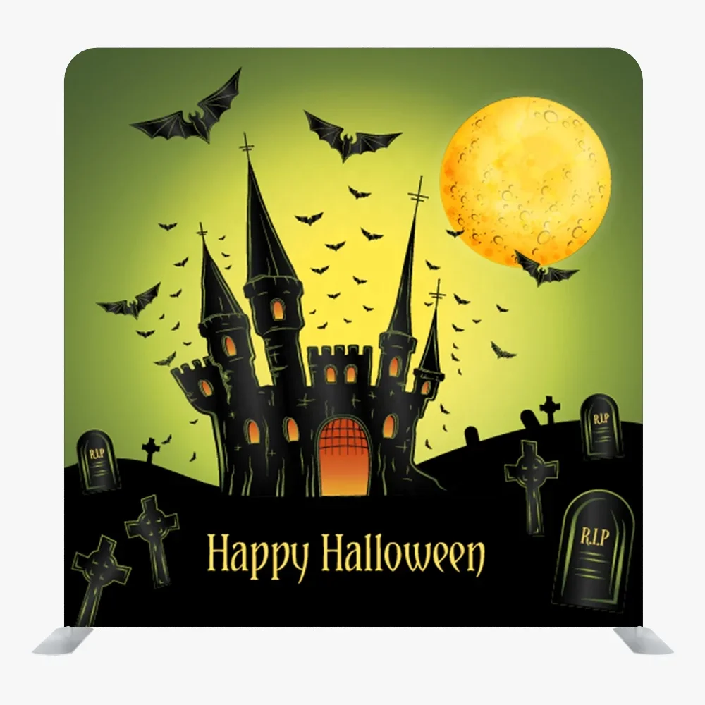 Scary Pumpkin Halloween Party Decoration Background Photobooth Collapsible Aluminum Tension Fabric Backdrop Display