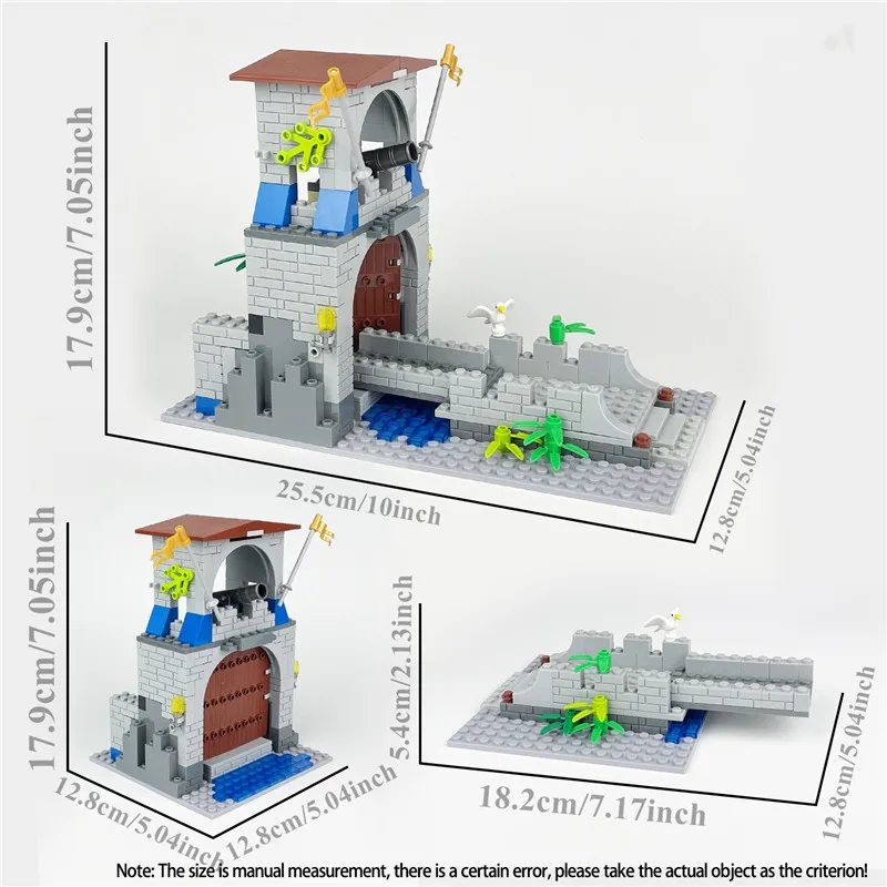 244pcs Military Guardian Tower Defense Building Castle Cannon Bridge Model Ornaments, Small Puzzle Stacking Building Blocks Toys