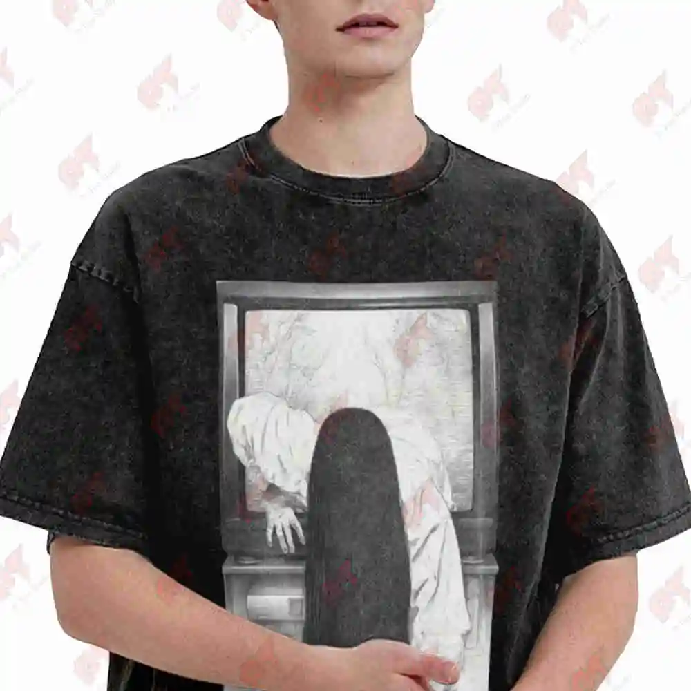 Ring Movie Horror Vintage Washed Tee Pure Cotton T-Shirt