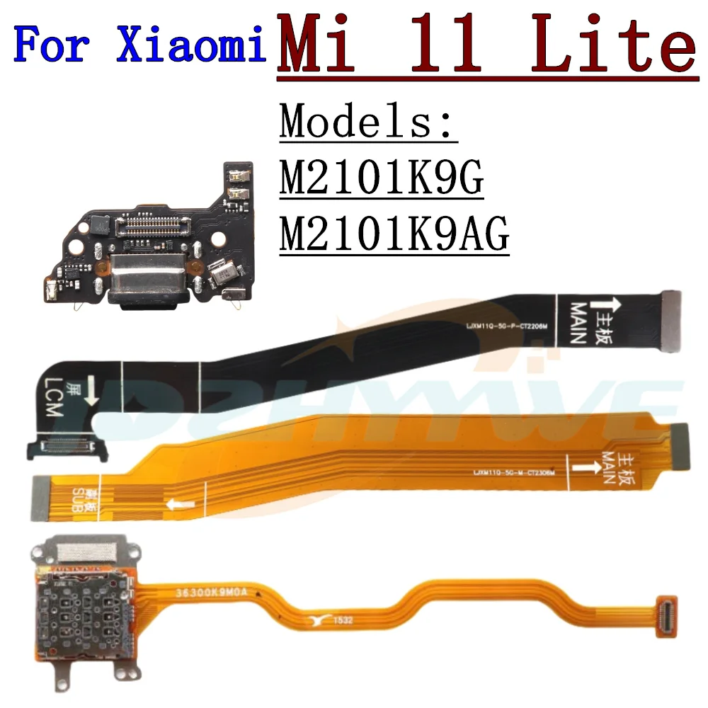 USB Charging Port Board For Xiaomi Mi 11 Lite 11Lite 5G Main LCD Connector Motherboard SIM Card Reader Flex Cable Repair Parts