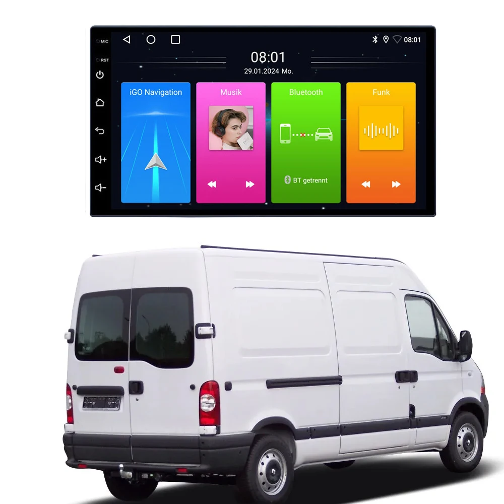 Android 7”car radio with carplay GPS Navigation for Opel Vauxhall Movano D Combi A Kasten J9 F9 X70 1998- 2010
