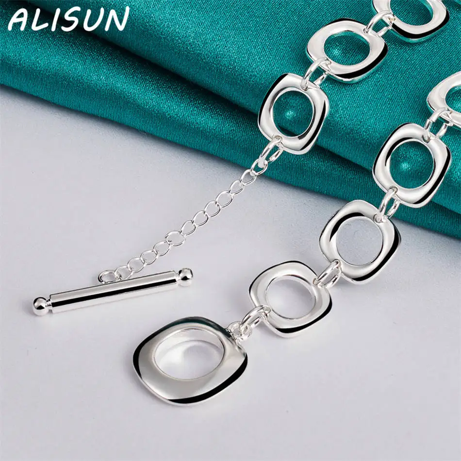 

ALISUN 925 Sterling Silver 50cm Square Necklace For Women Men Anniversary Gift Popular Wild Fashion Romantic Jewelry