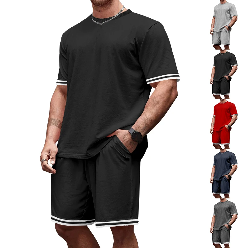 2024 men's short sleeved shorts two-piece casual spring