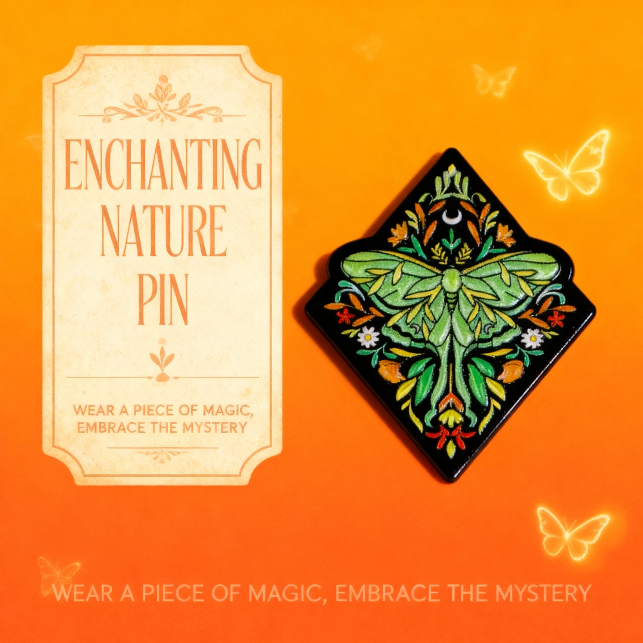 

Green Moth Enamel Pin Colorful Badges for Women Backpack Hat Lapel Brooches Cosplay Accessories Toys Gifts Jewelry Party
