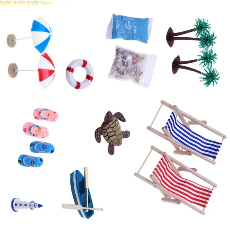 Q81A Kids fait semblant avec des jouets en bord mer Ensemble miniature maison maison poupée affichage