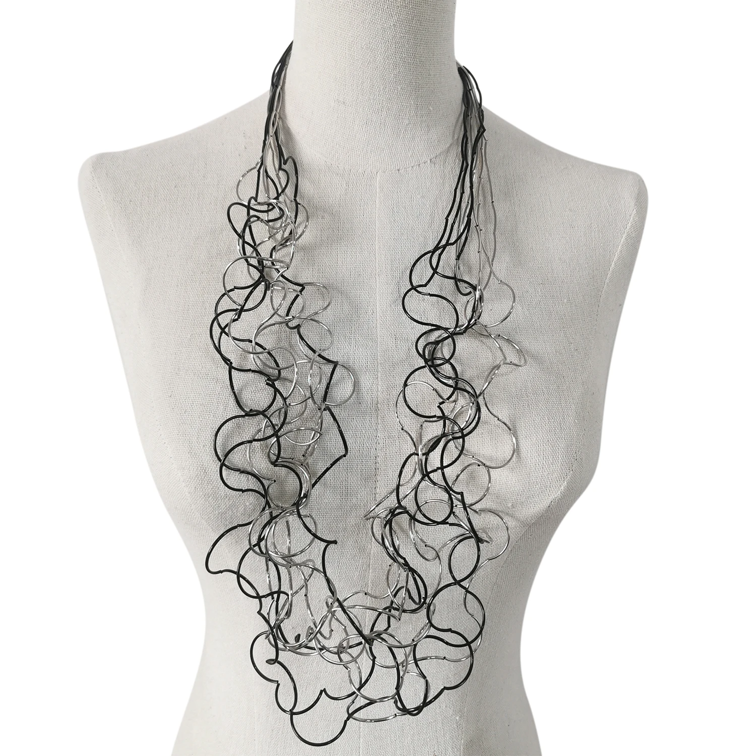 STRATHSPEY Mode Neue Lange Unregelmäßige Kupfer Rohr Halskette Für Frauen Aussage Chunky Multi Lay Schmuck – Detail 17