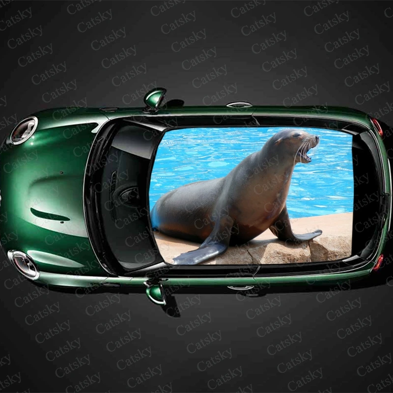 

Animal Sea Lions Car Roof Sticker Wrap Racing SUV Auto Accessories Packaging Painted PVC Car Hood Graphic Decal Decoration