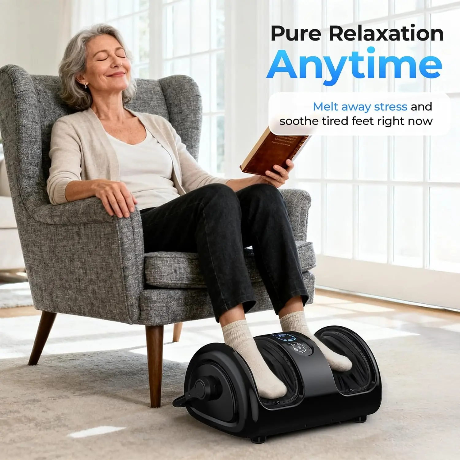 Elestric Foot Calf Massager Shiatsu Massage Machine Heat for Muscle Relax 3 Speed Levels Foot Fatigue Relief Blood Circulation