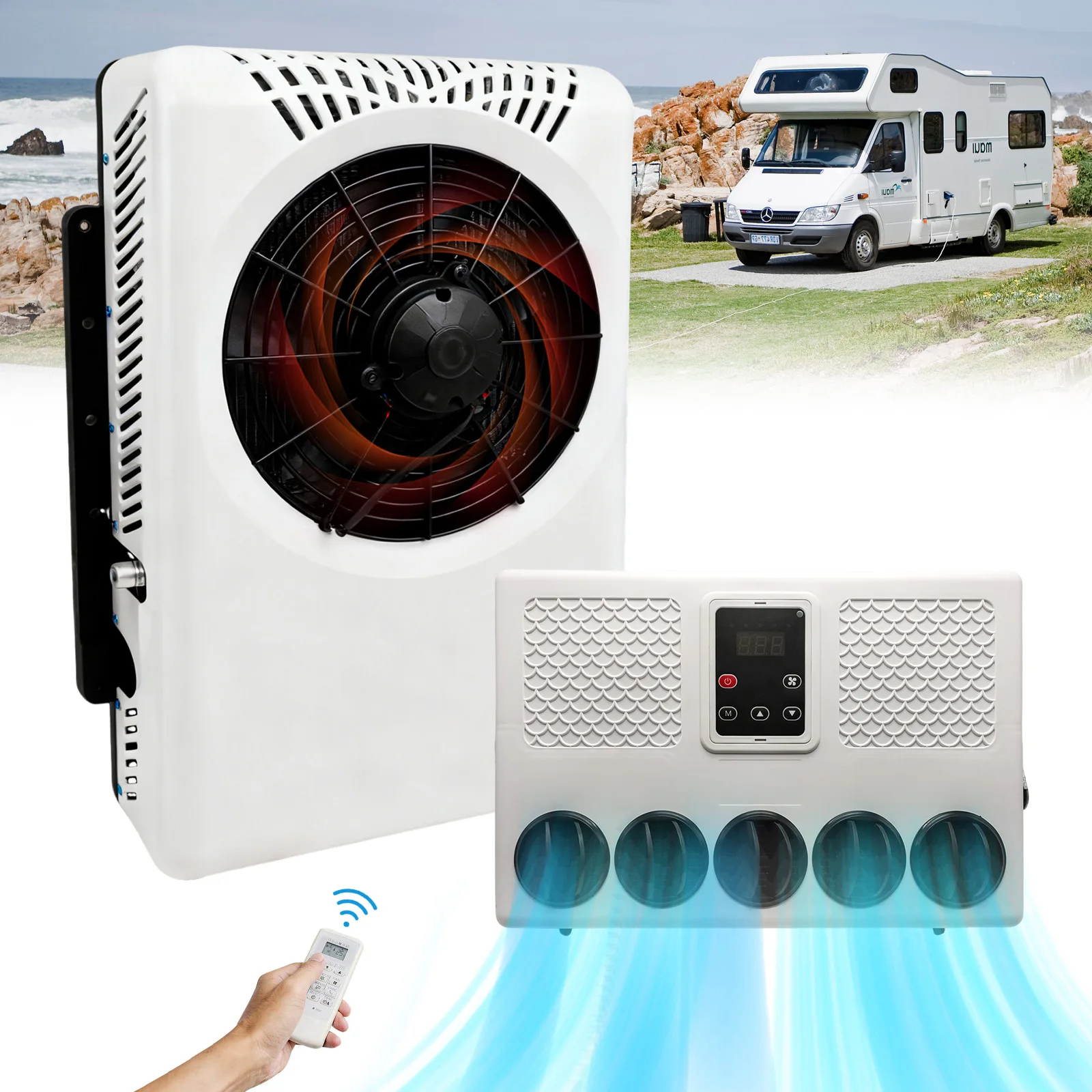 

Treeligo 10500BTU Electric Parking Split 12V Air Conditioner 24V for RV Truck Tractor Camper Van Motorhome - Parking AC System