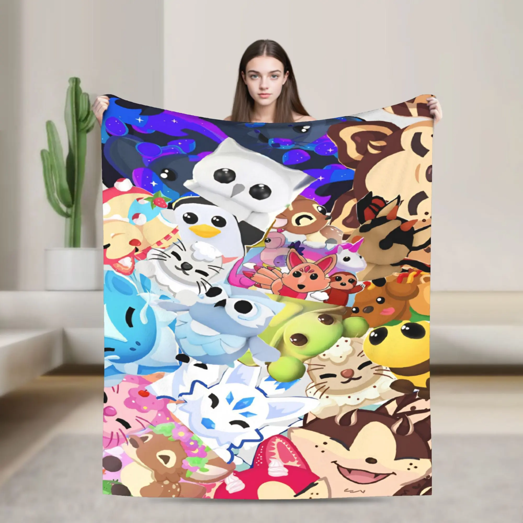 Adopt Me cartoon game Blankets Lightweight Thin Coral Fleece Plush Comfortable Gift  Throw Blankets Bedding Throws