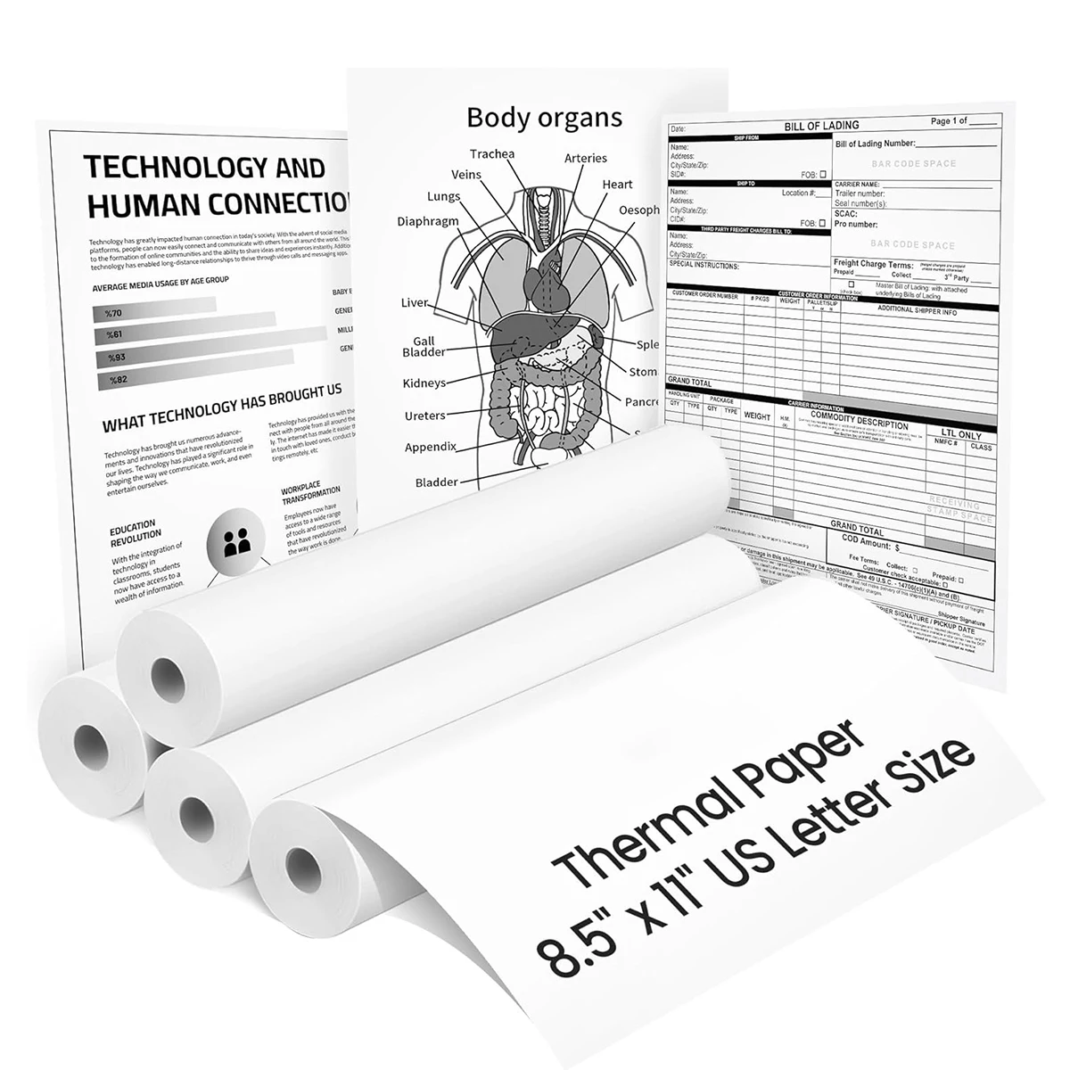 

Бумага для термопринтера формата А4 — 8,3 дюйма, быстросохнущая, без BPA, высококачественная печать для портативных принтеров, не требующая чернил, улучшенная яркая