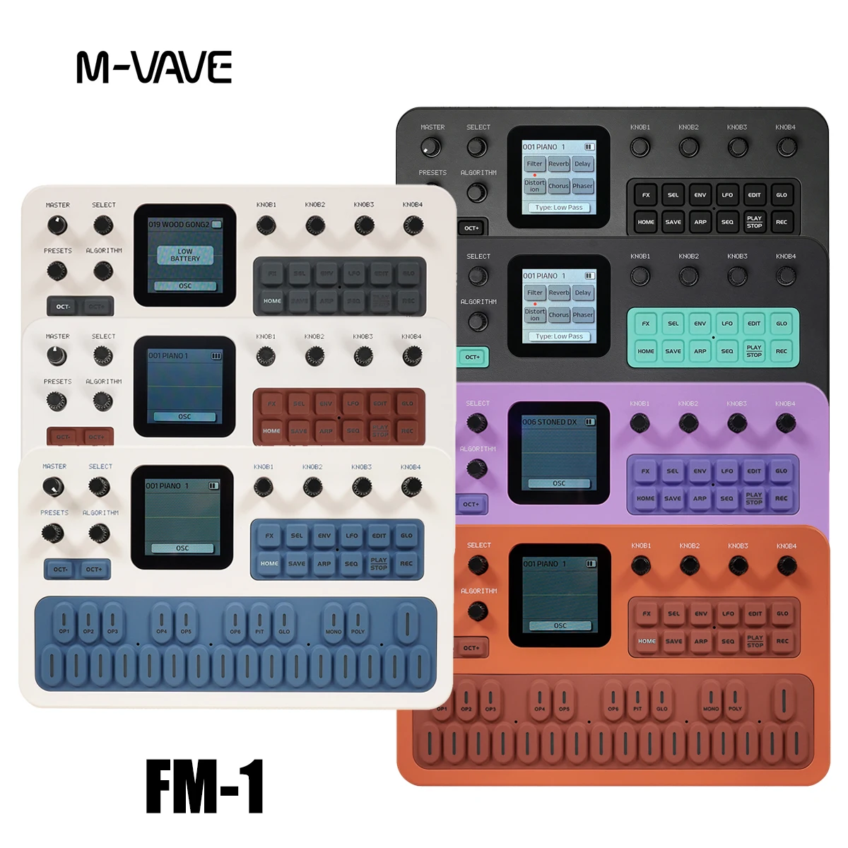 M-VAVE FM-1（SK15） FM1 Synthesizer – 6 Operators, 32 Algorithms, 128 Presets, 27 Keys, for Producers & Performers