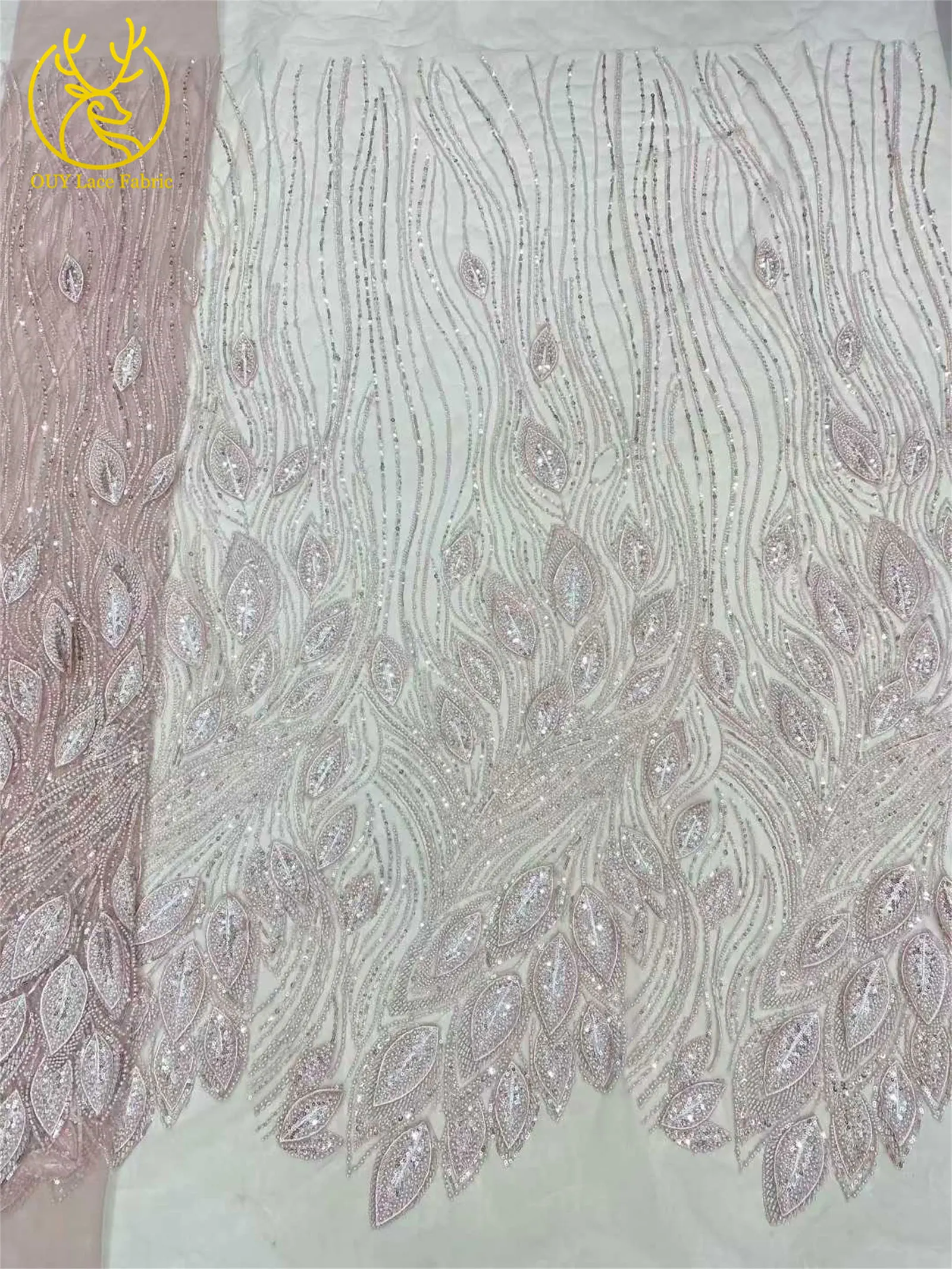 Luxuriöser französischer 3D-bestickter Perlen-Tüll-Spitzenstoff 2026 – Hochwertiger nigerianischer Pailletten-Spitzenstoff für Brautkleider und Hochzeitskleider – Detail 13