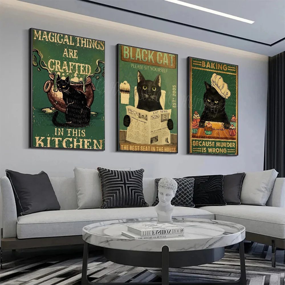 

A-Artisian Cat Kraft Paper Poster Home Living Room Bedroom Bar Cafe Art Decor