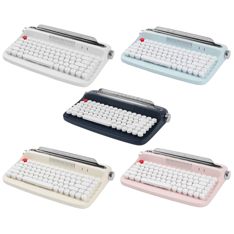 Bluetooth-compatible Typewriter Keyboard Retro Steampunk Candy Colors Dot English Office Wireless Mechanical Keyboard