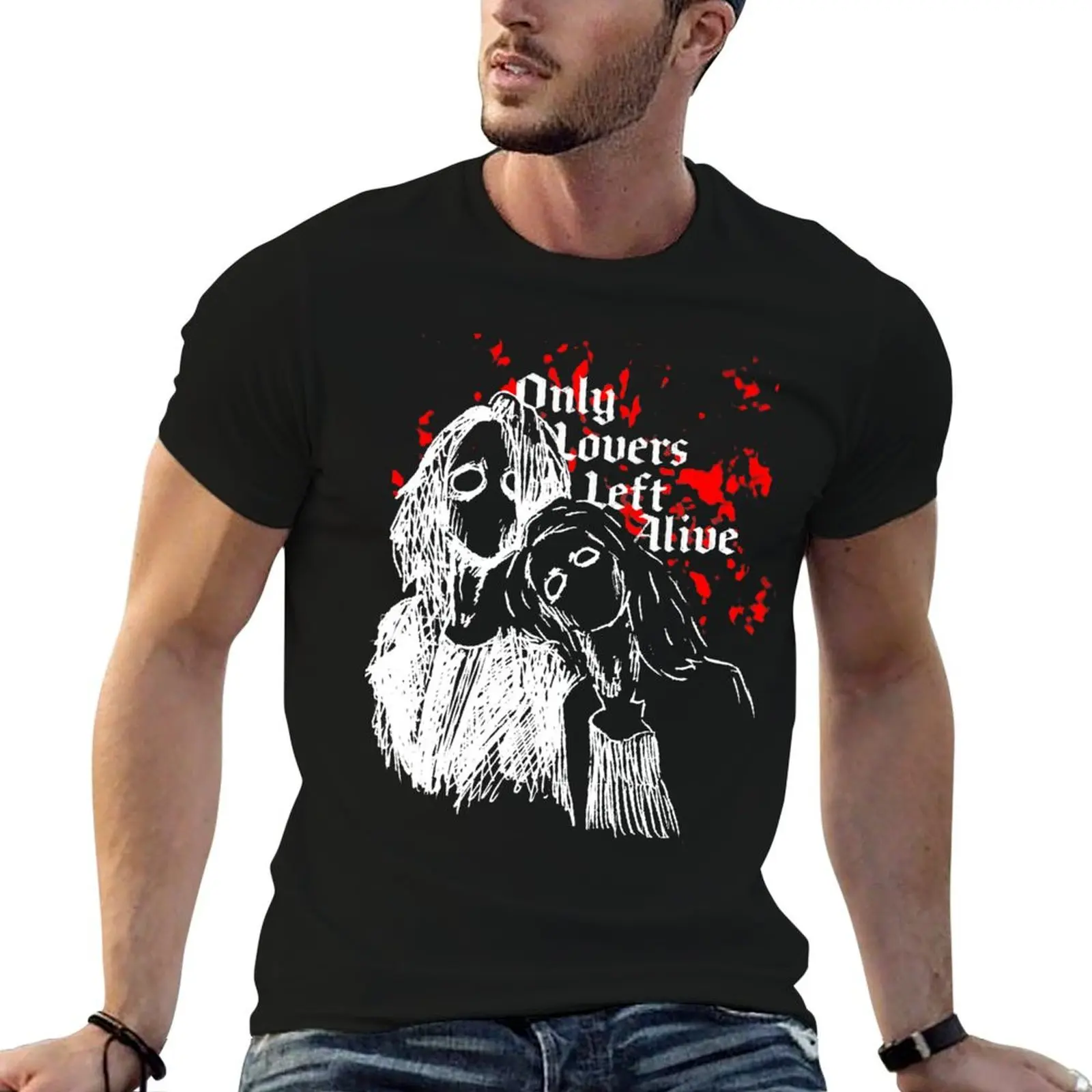 

Only Lovers Left Alive (white/red) T-Shirt anime t shirts oversize t shirts for man graphic tees cotton tshirt 100% T-Shirt