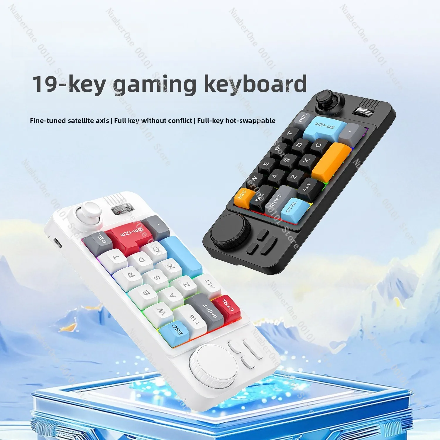 19-Key Macro Mechanical Keyboard with Rocker Double Roller RGB Backlit Hot-Swappable Wired Gaming