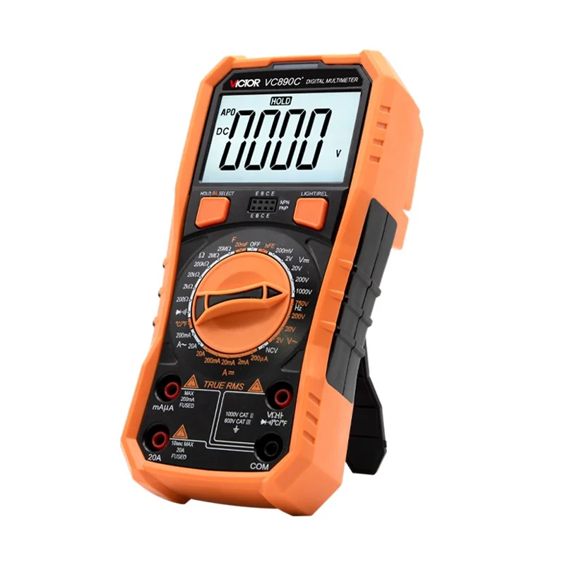 VICTOR VC890C+ Digitale Multimeter 2000 Telt Handmatig Bereik True RMS Capaciteit Weerstand Transistor 1000 V 20A