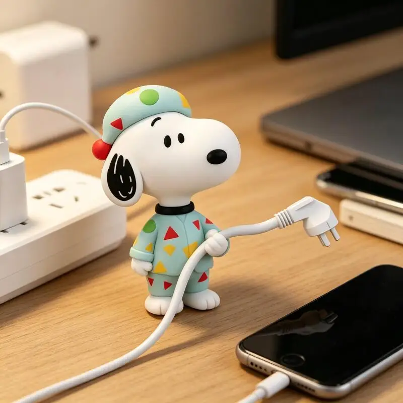 Cute Snoopy Self Adhesive Cable Holder Cartoon Wire Organizer Hook Wall Mount Charging Cord Management Decor Ornament for Home