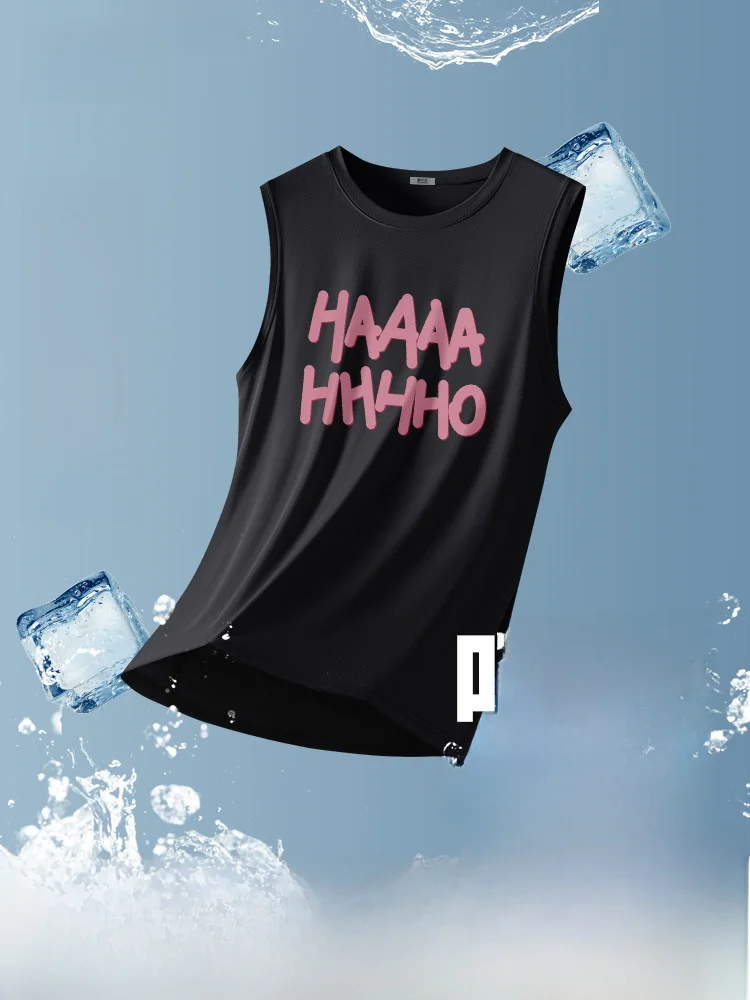 

Snow Flying Men's Vest 2026 New Outdoor Sports Quick Dry Sweatshirt Summer Ice Silk Cool Feeling Sleeveless T-Shirt Trendy PCD