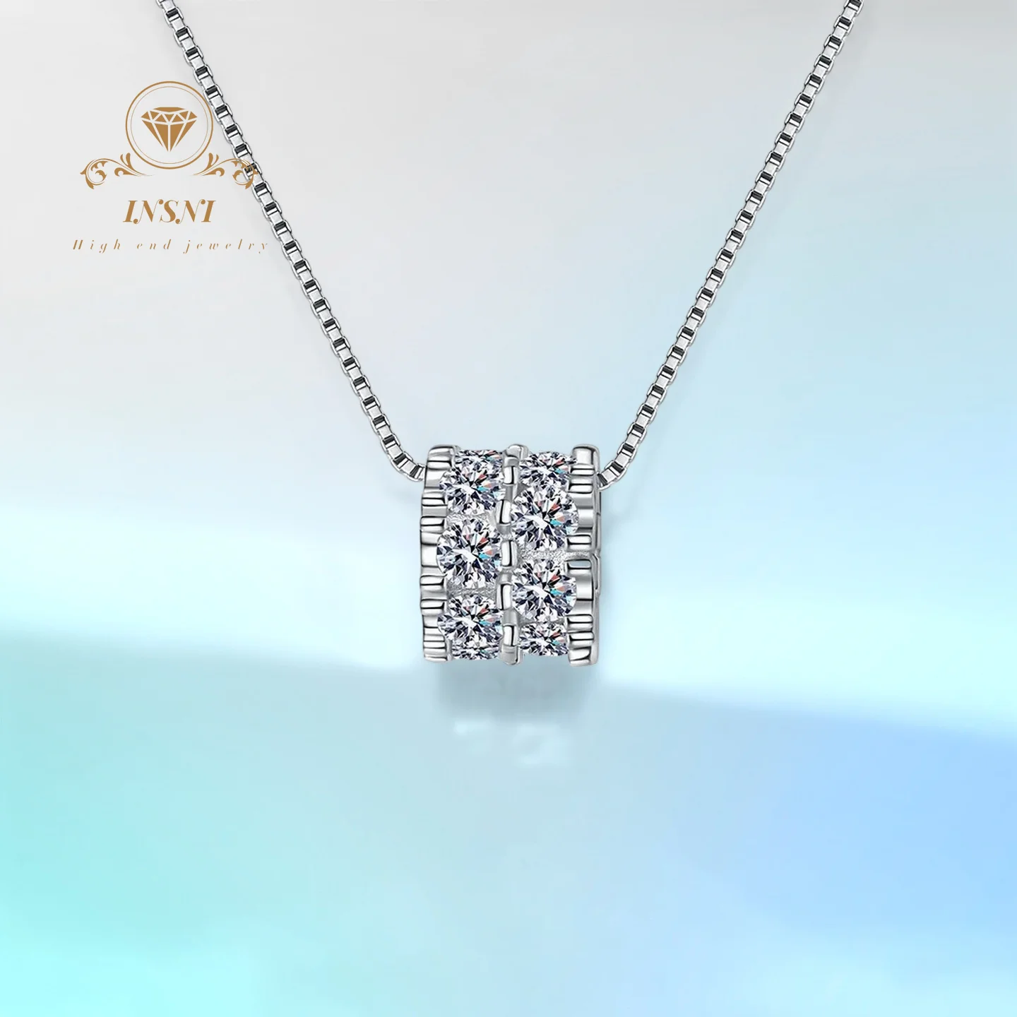 

1.6ct D-Color Full Drill Moissanite Necklace 925 Sterling Silver Lock Collar Chain Mini-Waist Design Women's Viral Pendant