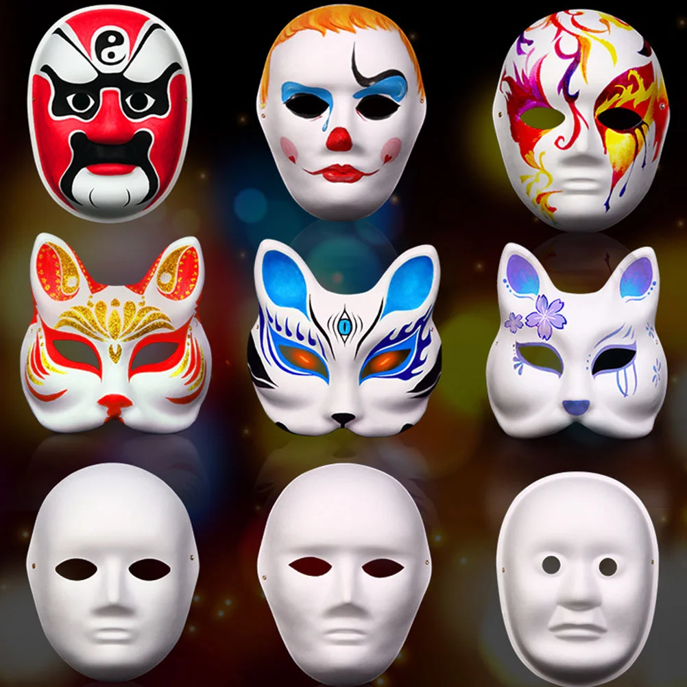 5ชิ้นกระดาษหน้ากากปิดหน้าครึ่งคริสต์มาสสำหรับภาพวาดชุดทำสีแบบทำมือสำหรับผู้ชายและผู้หญิง