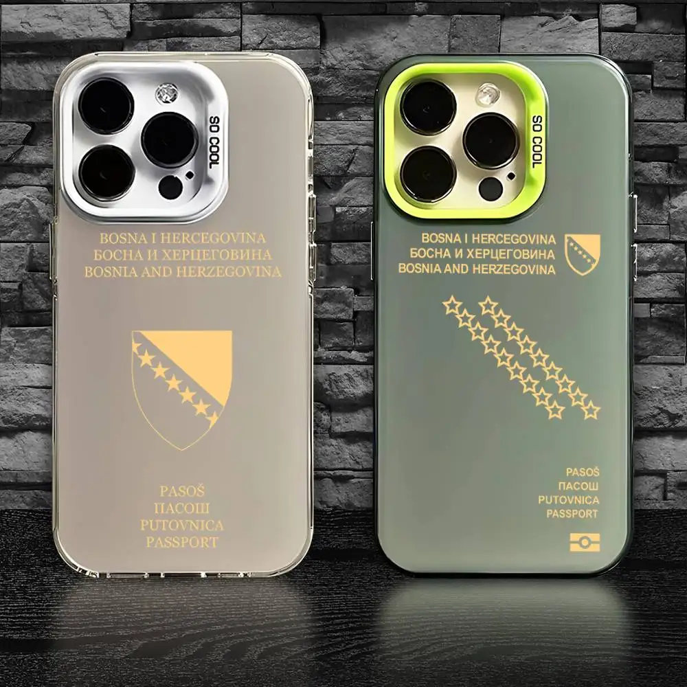 

Bosnia and Herzegovina Passport Case For iPhone 16,15,14,13,12,11,Pro,XS,Max,Plus,Mini,SE Colorful Candy Matte Shockproof Cover