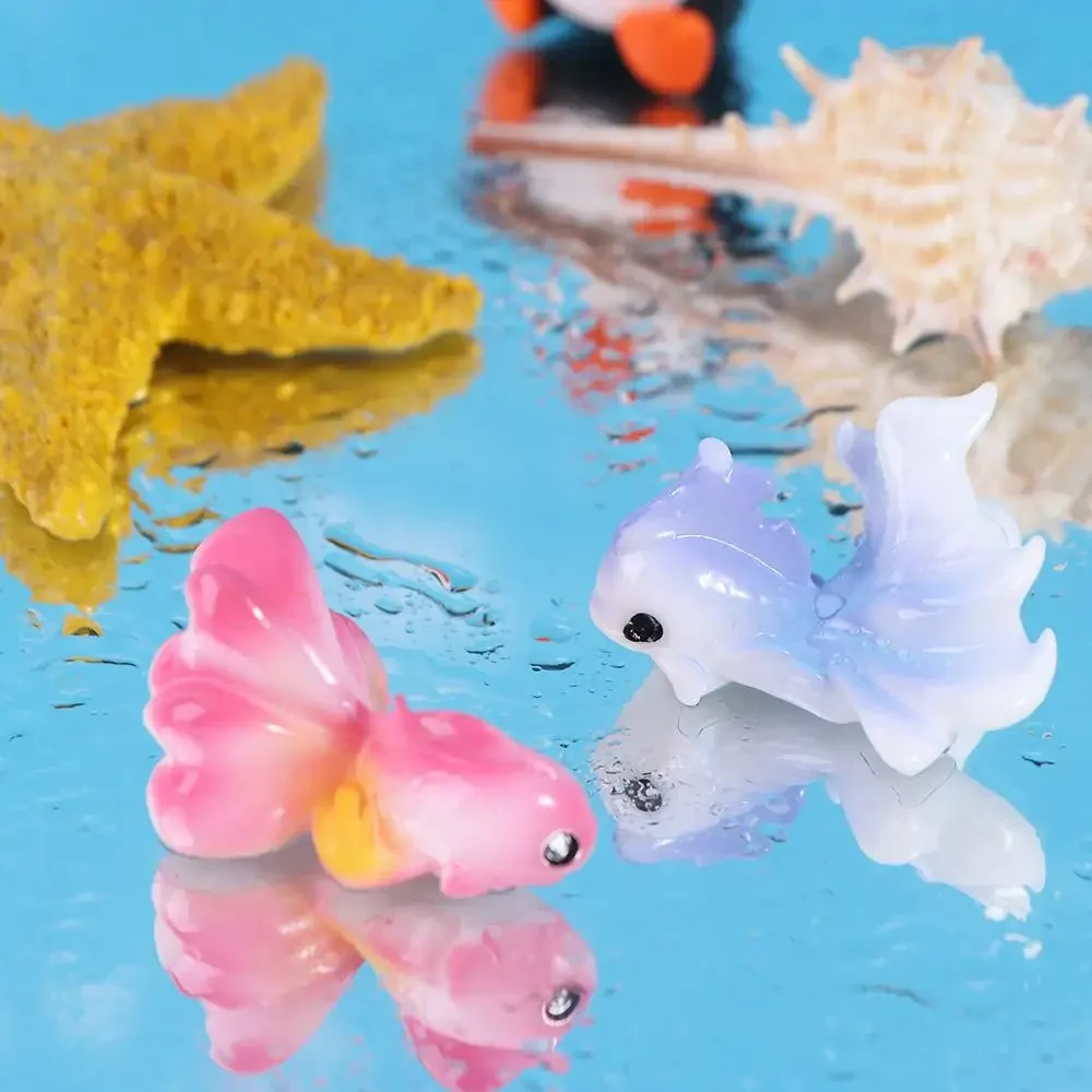 Decorative Gold Fish Micro Landscape Simulation Cartoon Mini Colorful Fish Resin Gold Fish Figurine Fairy Garden
