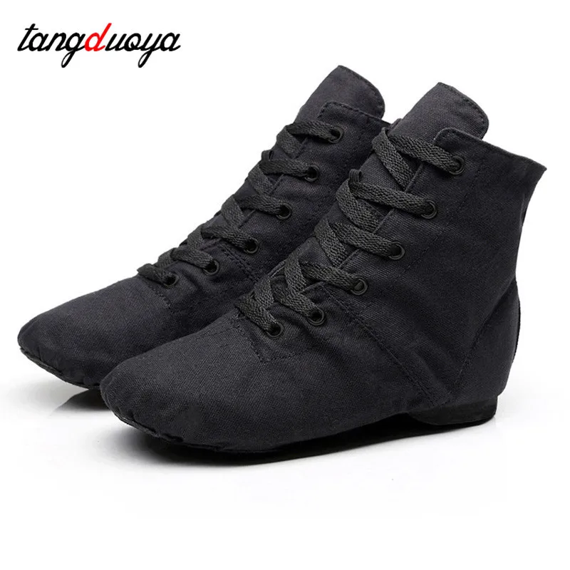 Cheap New Soft Canvas Men Women Sports Jazz Dance Shoes Lace Up Dancing Boots Blue Red Black Camel Green White Sneakers