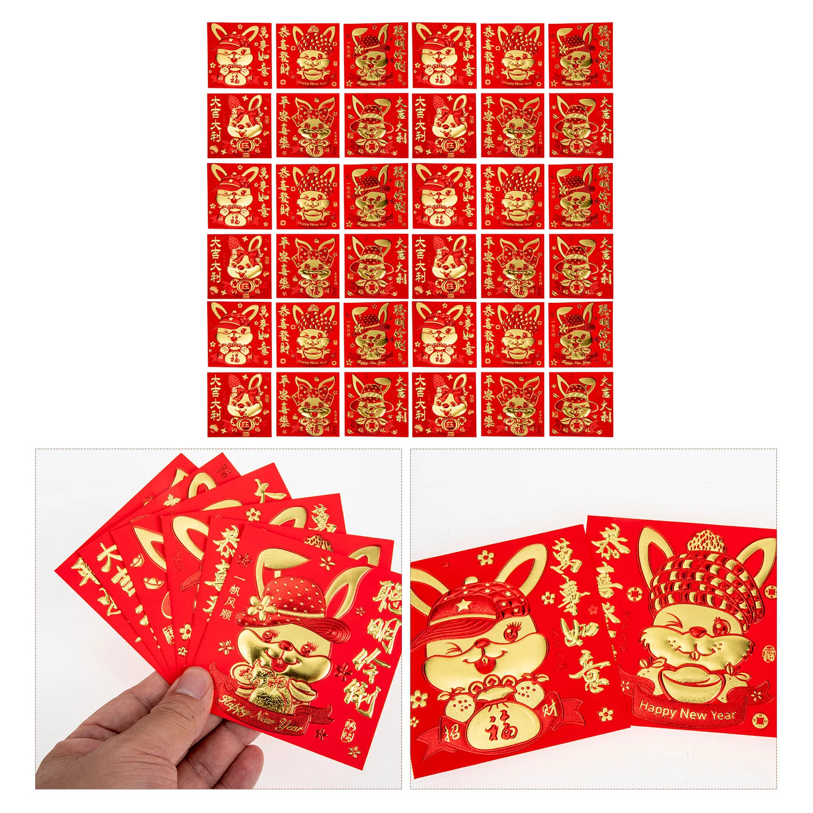 66 Pcs New Year Red Envelope Cartoon 2023 Envelopes Lunar Decor Specialty Paper Zodiac Money Bag Packet Festival