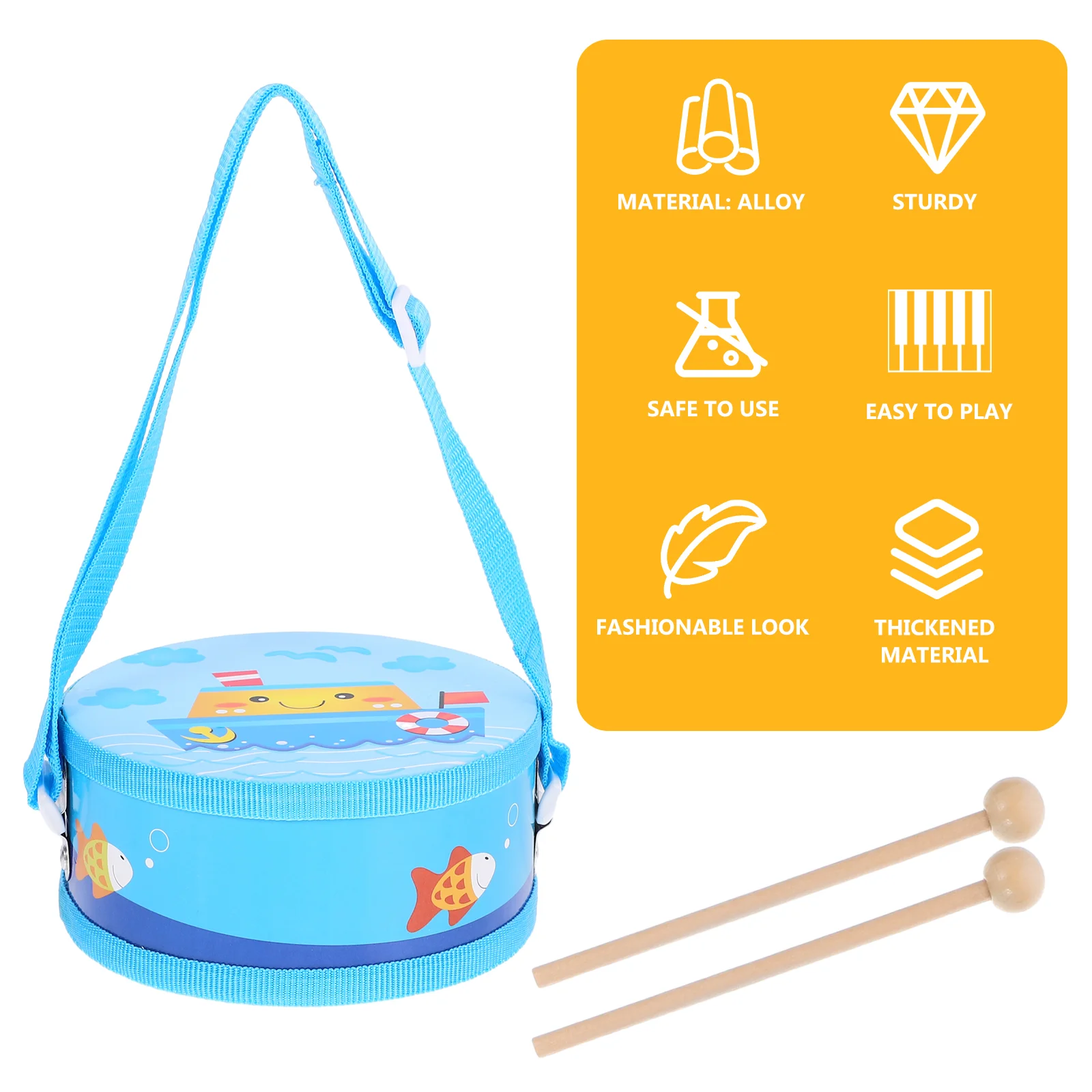 Drum Sensory Musical Instrument Toys Children's Waist Kids Hand With Drumstick Kit Percussion Instruments Toddler