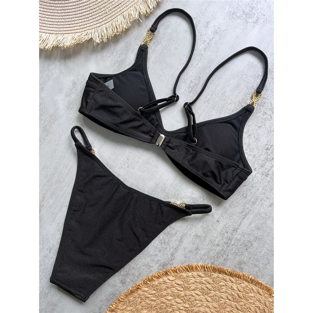 10 Farben, V-Ausschnitt, mit Strasssteinen verzierter Bikini, Damen-Badeanzug, zweiteiliges Bikini-Set, gepolsterter Badeanzug, Badebekleidung, Modell V8138. – Detail 11