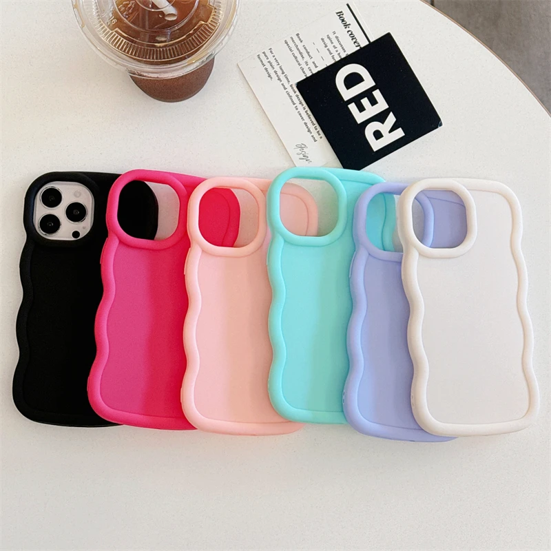 Wave Side Liquid Silicone Phone Case dla Samsung Galaxy A52s A32 A22 A12 A05s A04 A03 Core A51 A21s A11 Cream Soft Cover Fundas