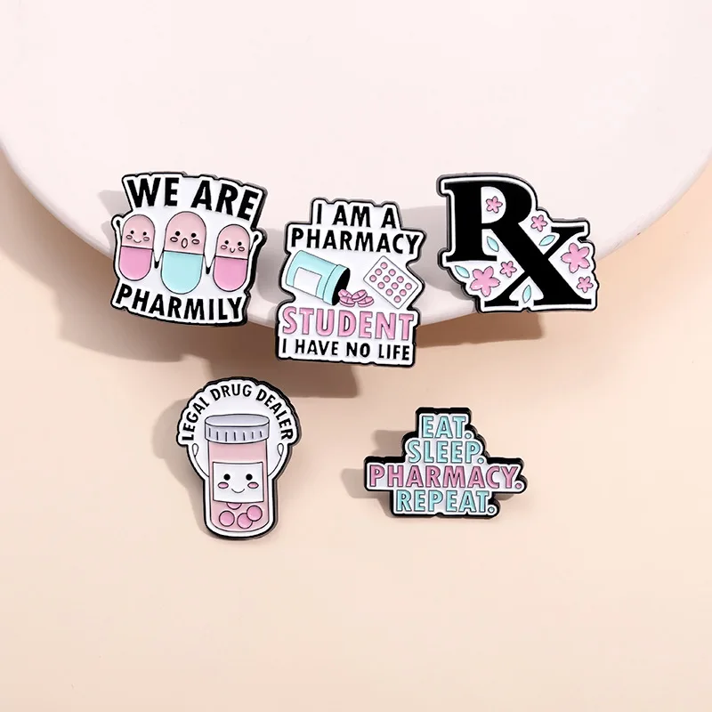 We Are Pharmily Enamel Pins Creative Pill Capsules Mental Health Disorders I Have No Life Brooch Lapel Clothes Badge Gifts