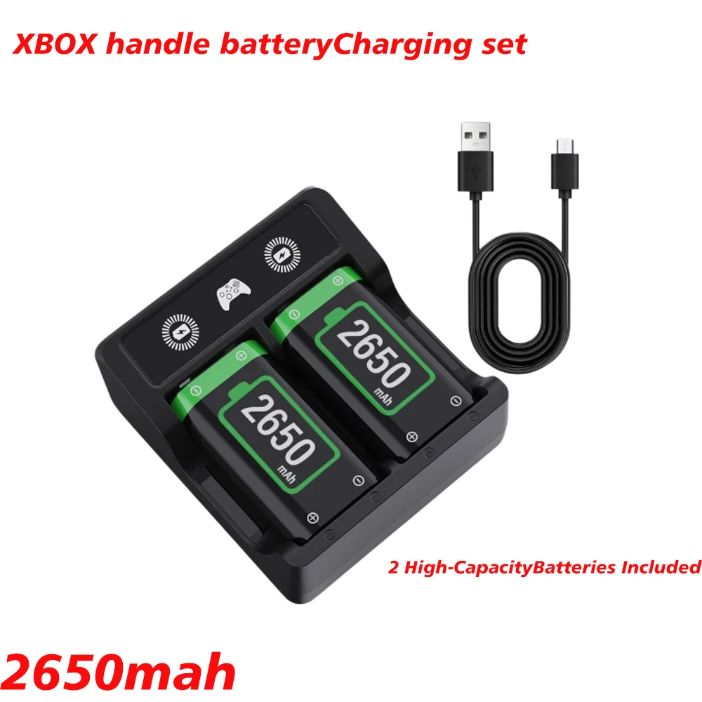 2-Pack 2650mAh Rechargeable Battery Pack + Charger Dock + USB Cable For Xbox One/Series X/S/Elite Wireless Controller