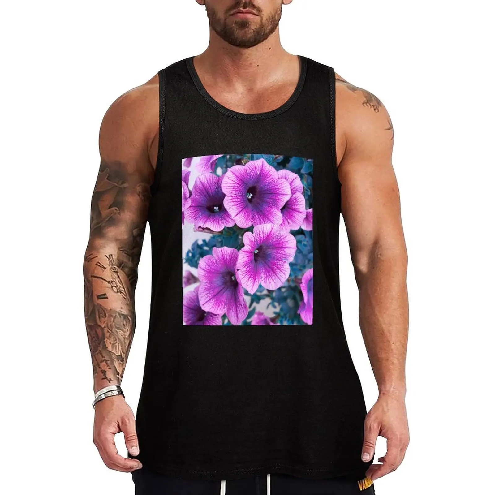 

Pink Petunia Flowers Tank Top bodybuilding for men Male clothes bodybuilding t shirt