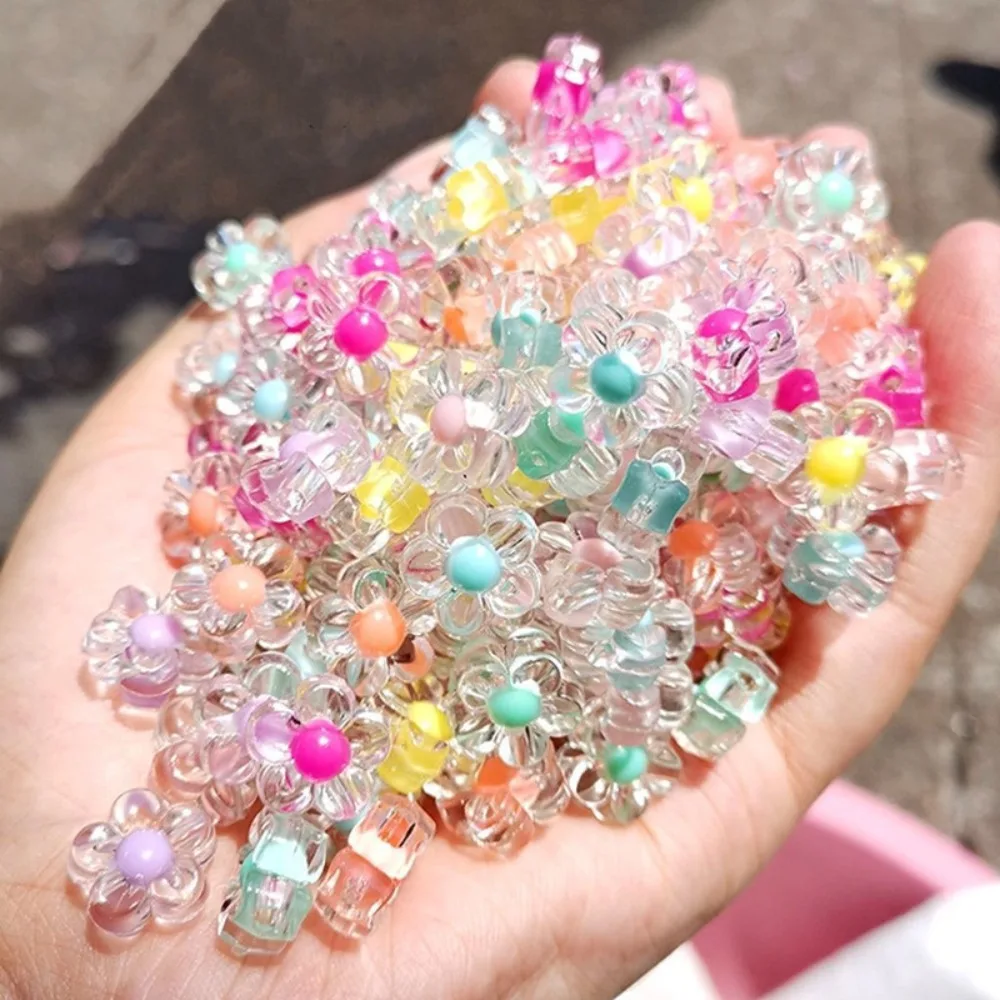 50pcs DIY 12mm Sunflowers Beads Bracelet Clear Acrylic Plastic Pearl Beads Loose Spacer Necklace Jewelry Accessories