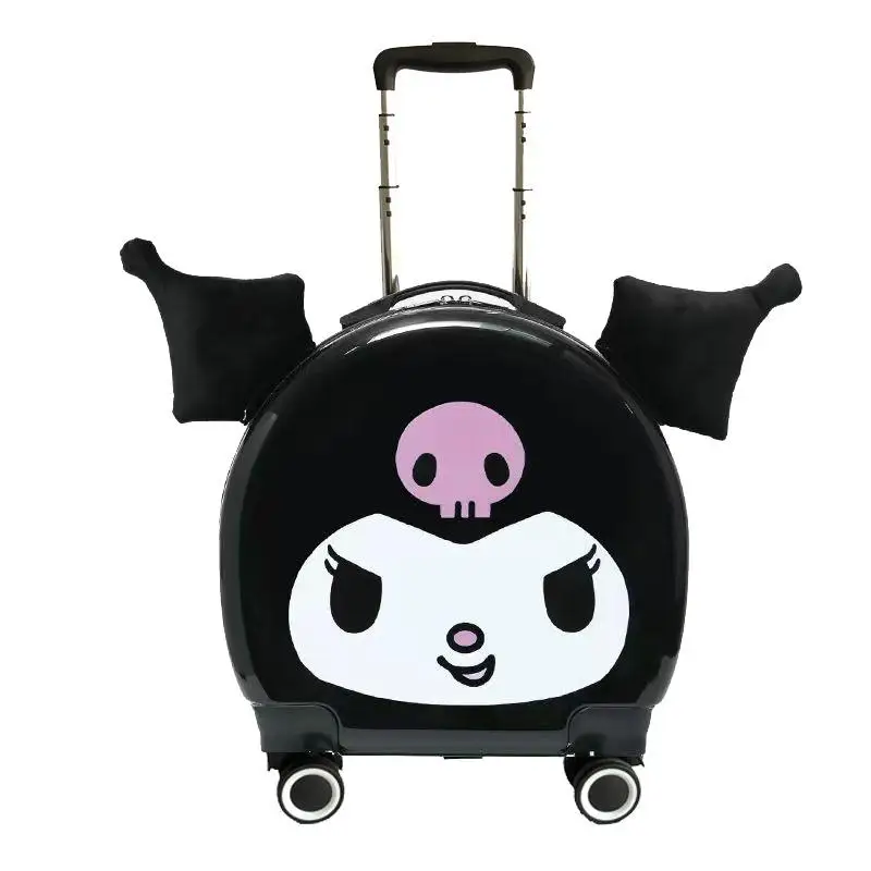 Sanrios Trolley Case Kuromi Anak baru Carry-On koper kartun Cinnamoroll Anime Kawaii Universal Wheel kapasitas besar siswa