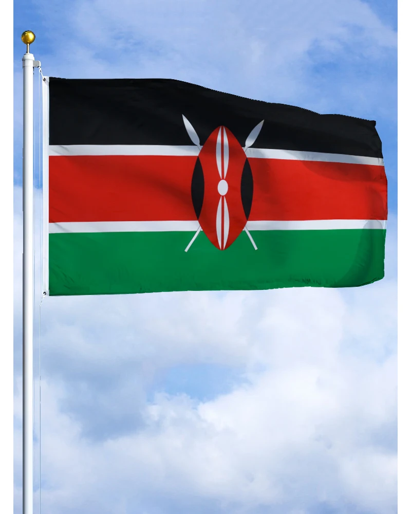 60×90 90x150 120×180CM Kenya Emblem Flag Polyester Printed Banner Tapestry For Decor