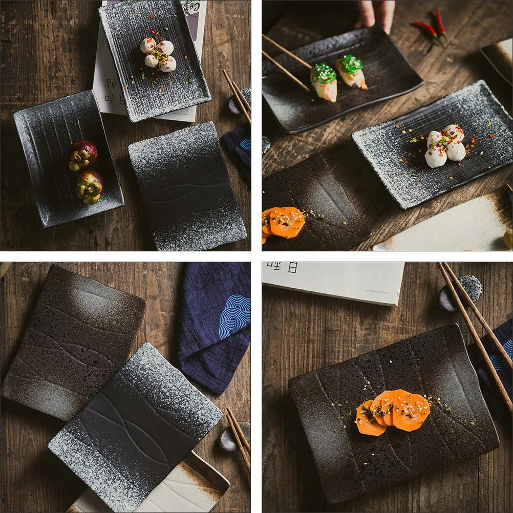 Juego de 2 Platos Rectangulares para Sushi, Estilo Japonés, Platos Pequeños para Servir Comida, para Rollos de Sushi, Nigiri, Sashimi, Aperitivos