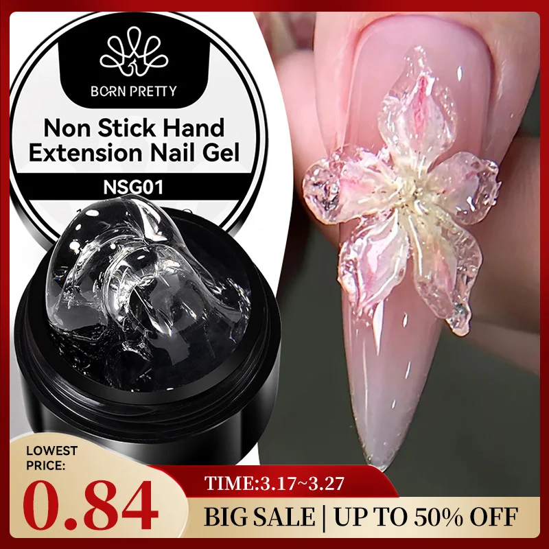 BORN PRETTY 15ml Clear Non Stick Hand Extension Gel Nail Polish for 3D Shaping Nail Art Solid Milky Jelly Hard Gel for Fake Nail