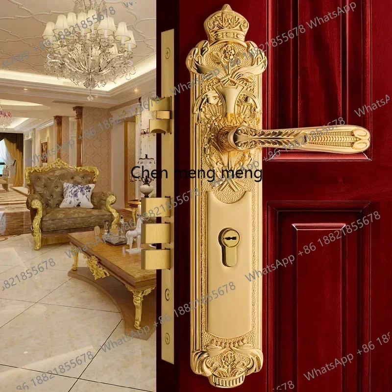 

Luxury Brass Gate Lock Europen Entrance Door Locks Golden Handle Lockset Bedroom Security Locksets Multi Color for Option