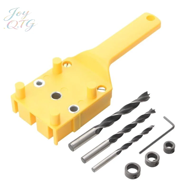 

Hot Sale 1Set For Carpentry Straight Hole Locator Clamp Woodworking Dowel Handheld Drill Guide And Tool 6/8/10mm Drill Bit