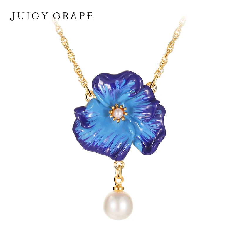 Juicy Grape Orchid Flower Necklace for Women 18K Gold Plated Handmade Tail Chain Can be Engraving of names Valentine Day Gifts