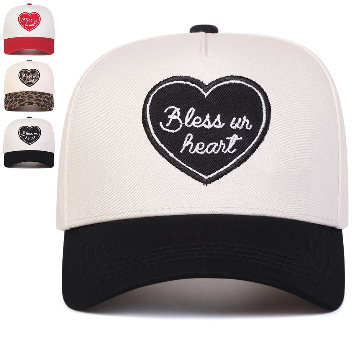 Unisex Bless Ur Heart Letter Embroidery Baseball Caps Spring Autumn Outdoor Adjustable Casual Hats Sunscreen Hat Sports Cap
