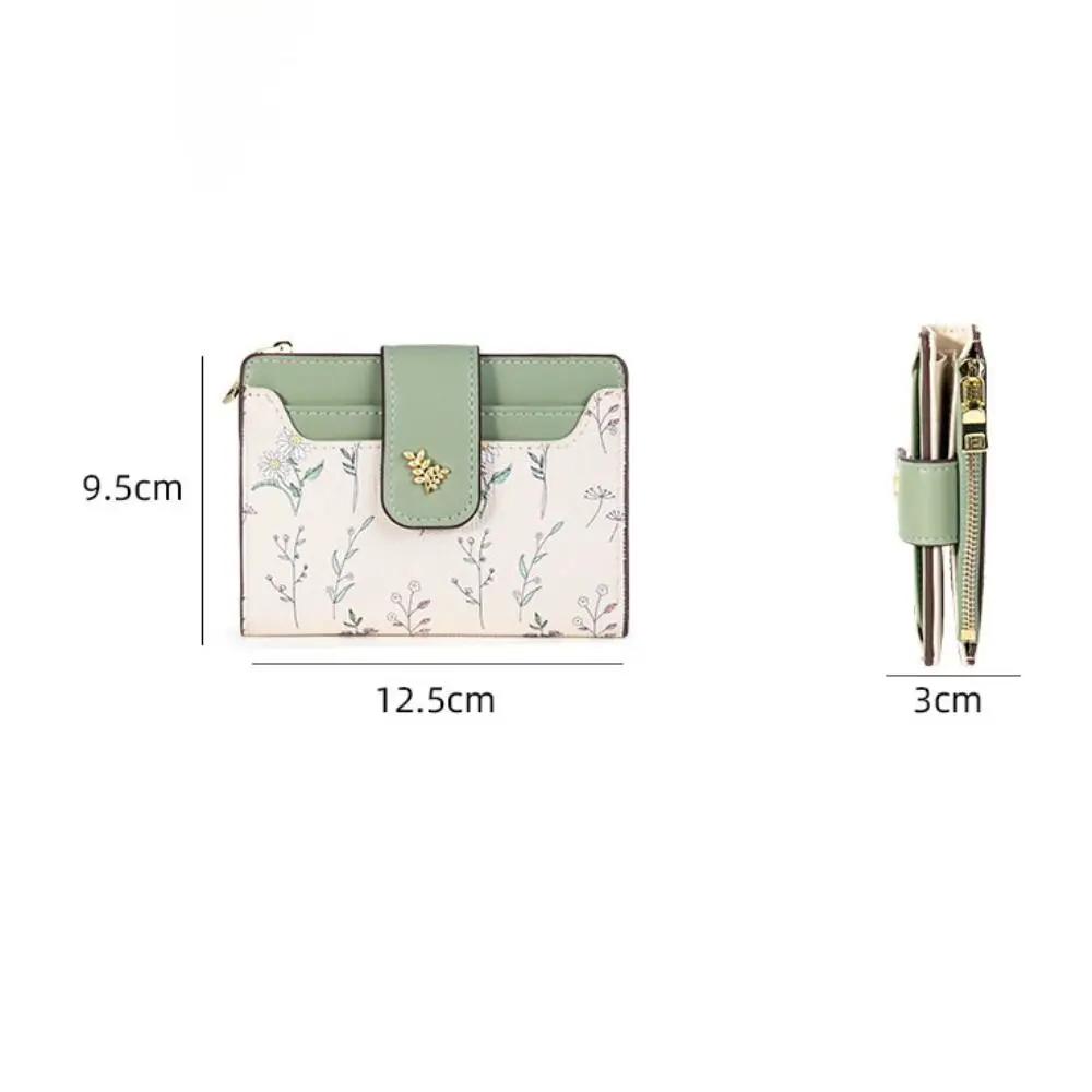 Portfel na zamek błyskawiczny Multi-kartki wąska portmonetka małe kwiaty haska torba na karty kobiet