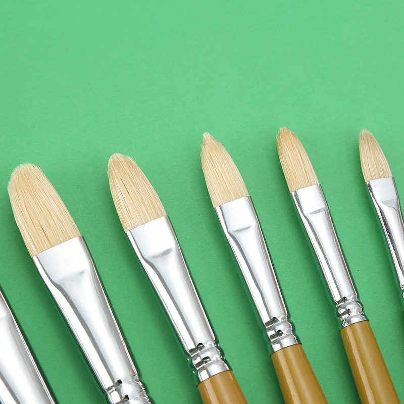 White Bristle Round Peak Brush, Suitable for Gouache, Watercolor, Acrylic, Lined Oil Painting, Art Brush Tools Painting Supplies