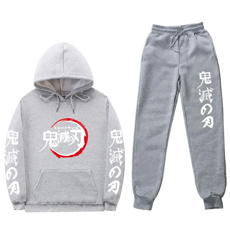 Demon Slayer Anime Autumn Winter Fashion New Men’s Hoodies + Pants Two-Piece sportswear hoodie Harajuku Casual Jogging