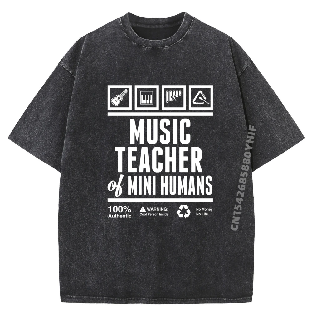 

Funny Music Teacher of Mini Humans Information Design Plain Shirt Mens Clothes Graphic Tshirt Letter Washed Tops