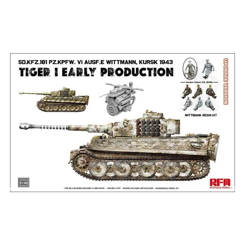 Ryefield modelo Rm-5140 1/35 Tiger I tipo inicial com soldado de resina (versão de atualização) montar kit de modelo de plástico de tanque